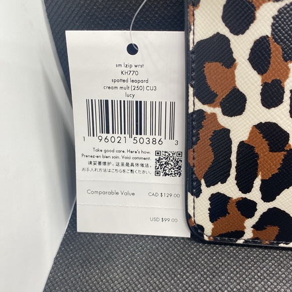 ♠️Kate Spade♠️ Lucy Leopard Small L Zip Wristlet/NWT - Picture 7 of 10
